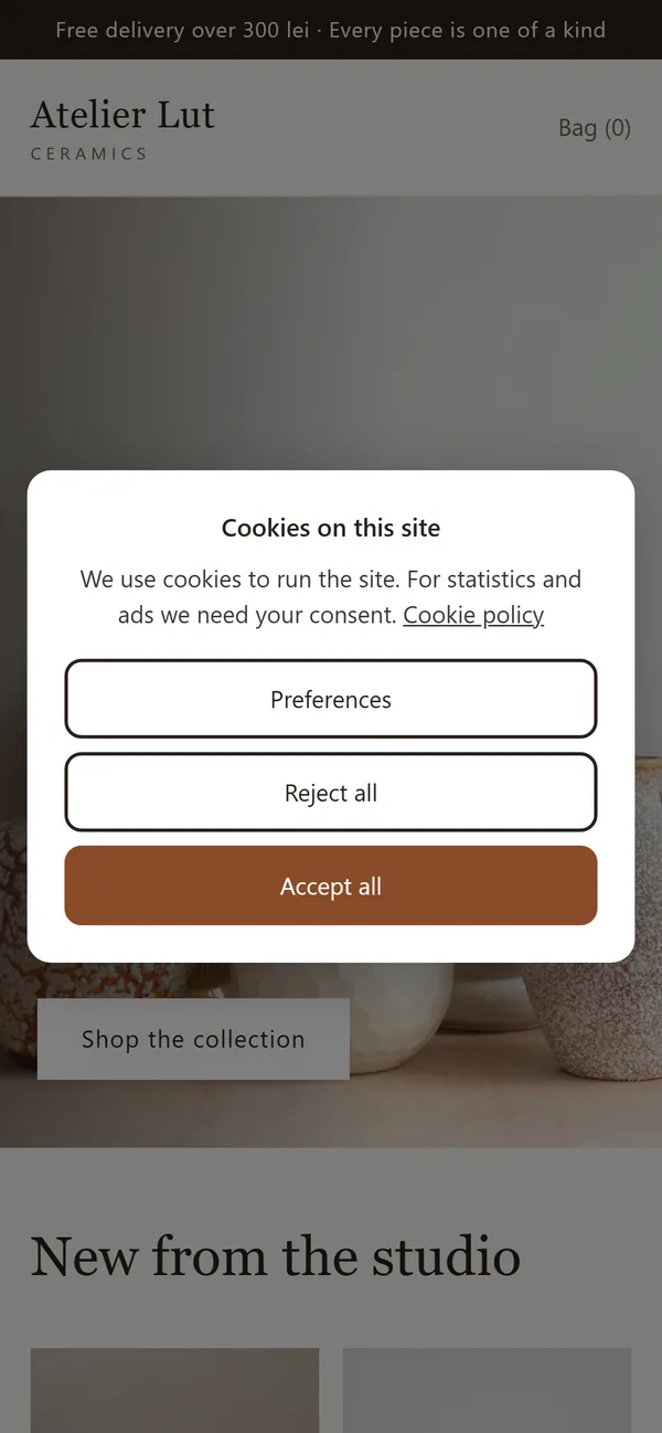 The banner on a phone, with the three options stacked.