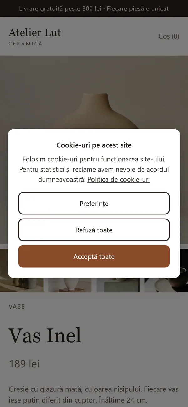Aceeași pagină de produs pe telefon.
